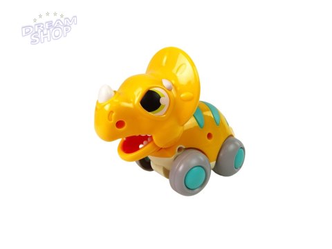 Dinozaur Na Kółkach Żółty Triceratops Figurka Dinozaur Na Kółkach Żółty Triceratops Figurka