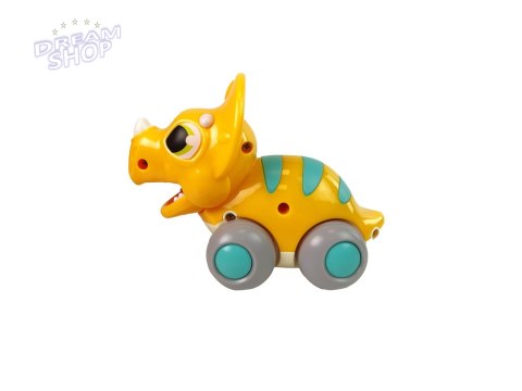 Dinozaur Na Kółkach Żółty Triceratops Figurka Dinozaur Na Kółkach Żółty Triceratops Figurka