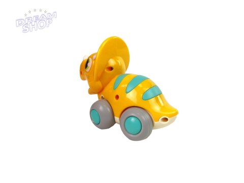 Dinozaur Na Kółkach Żółty Triceratops Figurka Dinozaur Na Kółkach Żółty Triceratops Figurka