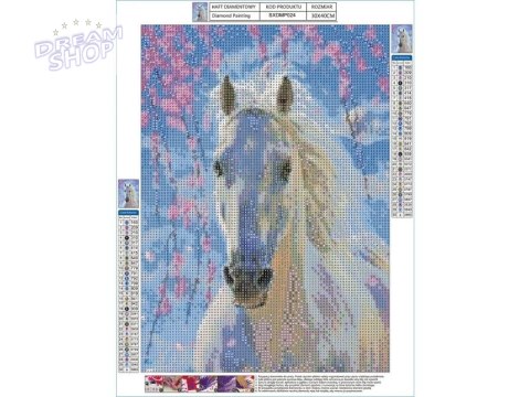 Haft Diamentowy, Obraz, Mozaika Diamentowa Diamond Painting, BIAŁY RUMAK Koń 30x40cm Haft Diamentowy, Obraz, Mozaika Diamentowa Diamond Painting, BIAŁY RUMAK Koń 30x40cm