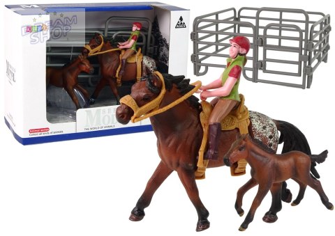 Zestaw 3 Figurek Konie i Zagroda Figurka Koń Źrebak Jeździec Zestaw 3 Figurek Konie i Zagroda Figurka Koń Źrebak Jeździec