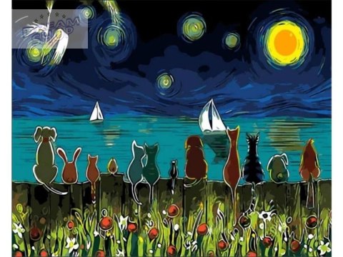 OBRAZ MALOWANIE PO NUMERACH RAMA 50x40cm ZWIERZĘTA NAD JEZIOREM OBRAZ MALOWANIE PO NUMERACH RAMA 50x40cm ZWIERZĘTA NAD JEZIOREM