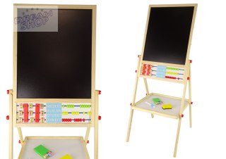 Drewniana Tablica 2w1 Magnetyczna Kredowa + Liczydło Alfabet Tabliczka Mnożenia