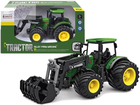 Traktor Zielony 1:24 Rolnik Łyżko Krokodyle Łyżka Gumowe Koła