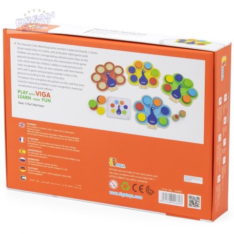 VIGA Drewniana Gra Dopasuj Kolory Pawi Ogon Montessori + Karty VIGA Drewniana Gra Dopasuj Kolory Pawi Ogon Montessori + Karty
