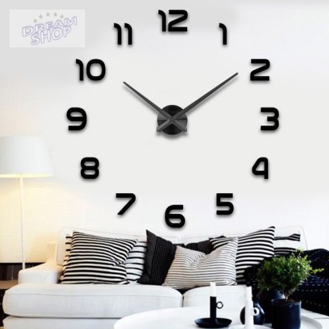 Zegar ścienny duży 80-120cm czarny 12 cyfr Zegar ścienny duży 80-120cm czarny 12 cyfr