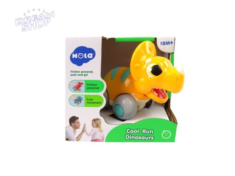 Dinozaur Na Kółkach Żółty Triceratops Figurka Dinozaur Na Kółkach Żółty Triceratops Figurka