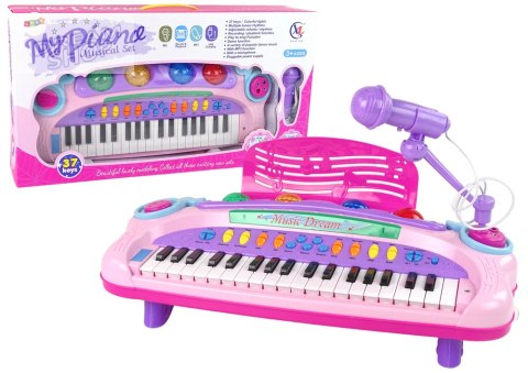 Interaktywne Duże Różowe Pianino Keyboard Mikrofon MP3