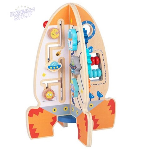 Tooy Toy Duża Drewniana Zabawka Edukacyjna Wielofunkcyjna Rakieta