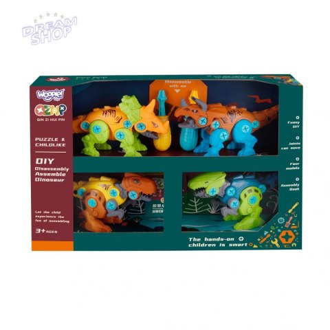 WOOPIE Zestaw Dinozaury do Skręcania 4 szt. Zestaw Konstrukcyjny w Pudełku + 2 Śrubokręty WOOPIE Zestaw Dinozaury do Skręcania 4 szt. Zestaw Konstrukcyjny w Pudełku + 2 Śrubokręty