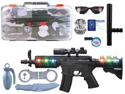 Zestaw Policyjny Policjanta w Walizce Efekty Światło Dźwięk Karabin Zestaw Policyjny Policjanta w Walizce Efekty Światło Dźwięk Karabin