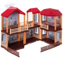 Domek dla lalek willa czerwony dach oświetlenie