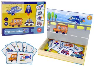 Magnetyczna Układanka Książka Transport Puzzle Karty