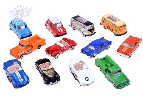 Zestaw Autka Metalowe RESORAKI w skali 1:64 Retro styl 12 szt. ZA2439 Zestaw Autka Metalowe RESORAKI w skali 1:64 Retro styl 12 szt. ZA2439
