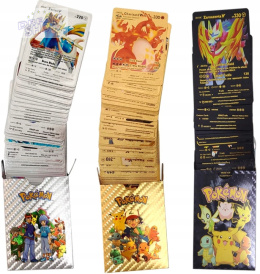 KARTY POKEMON 3w1 165 sztuk ZŁOTE CZARNE SREBRNE