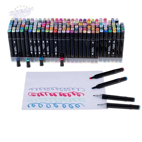 Markery dwustronne alkoholowe w etui 168 + baza Markery dwustronne alkoholowe w etui 168 + baza