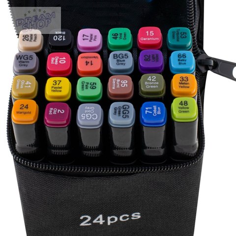 Markery dwustronne alkoholowe w etui 24 + baza
