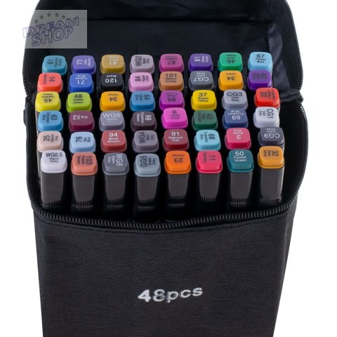Markery dwustronne alkoholowe w etui 48+ baza Markery dwustronne alkoholowe w etui 48+ baza