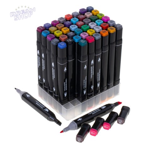 Markery dwustronne alkoholowe w etui 48+ baza Markery dwustronne alkoholowe w etui 48+ baza