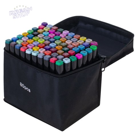Markery dwustronne alkoholowe w etui 80 + baza Markery dwustronne alkoholowe w etui 80 + baza