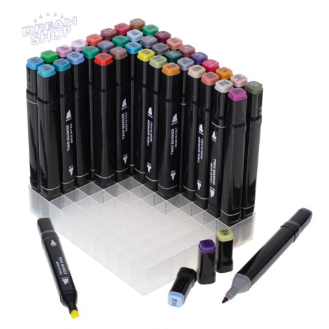 Markery dwustronne alkoholowe w etui 80 + baza Markery dwustronne alkoholowe w etui 80 + baza