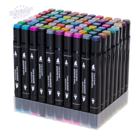 Markery dwustronne alkoholowe w etui 80 + baza Markery dwustronne alkoholowe w etui 80 + baza