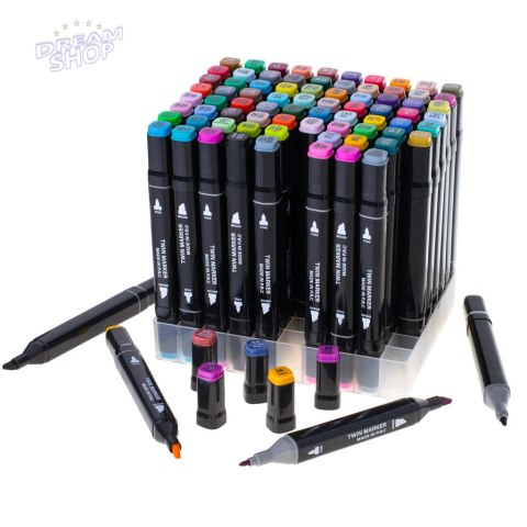 Markery dwustronne alkoholowe w etui 80 + baza Markery dwustronne alkoholowe w etui 80 + baza