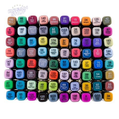 Markery dwustronne alkoholowe w etui 80 + baza Markery dwustronne alkoholowe w etui 80 + baza