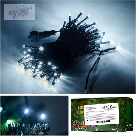 Lampki LED łańcuch świetlny 10m 100LED zimny biały