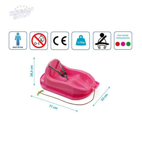 Sanki plastikowe mini bobek różowe Sanki plastikowe mini bobek różowe