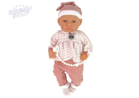 Lalka Bobas 46 cm Różowa Smoczek Kocyk Piórka Lalka Bobas 46 cm Różowa Smoczek Kocyk Piórka