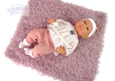 Lalka Bobas 46 cm Różowa Smoczek Kocyk Piórka Lalka Bobas 46 cm Różowa Smoczek Kocyk Piórka