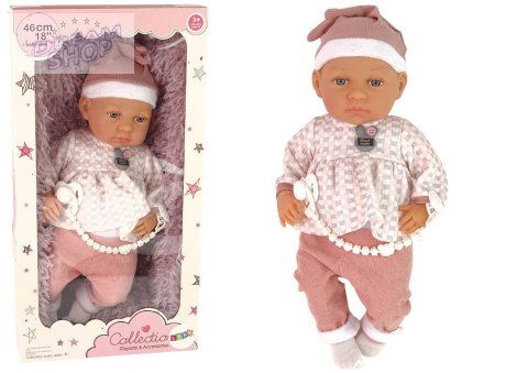 Lalka Bobas 46 cm Różowa Smoczek Kocyk Piórka Lalka Bobas 46 cm Różowa Smoczek Kocyk Piórka