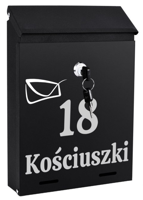 Skrzynka na listy ODVIN czarna z napisem
