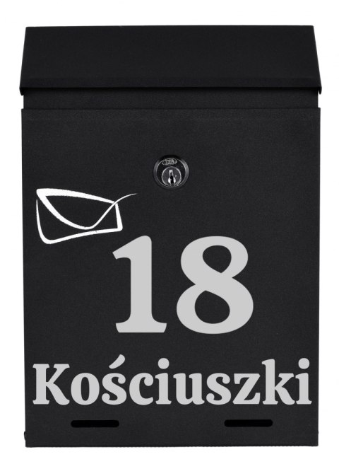 Skrzynka na listy ODVIN czarna z napisem