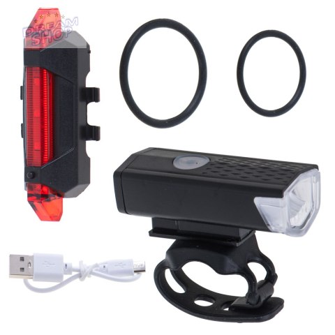 Lampka rowerowa LED zestaw tył-przód USB Lampka rowerowa LED zestaw tył-przód USB