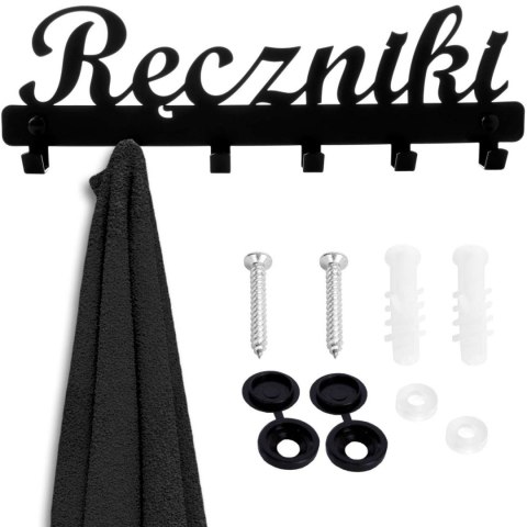 Wieszak loftowy czarny RĘCZNIKI 6 ramion
