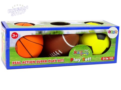 Zestaw Miękkich Piłek Sportowych 3w1 Piłka Nożna Koszykówka
