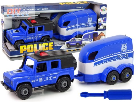Auto Terenowe Transporter Policja Do Rozkręcania DIY Koń Auto Terenowe Transporter Policja Do Rozkręcania DIY Koń