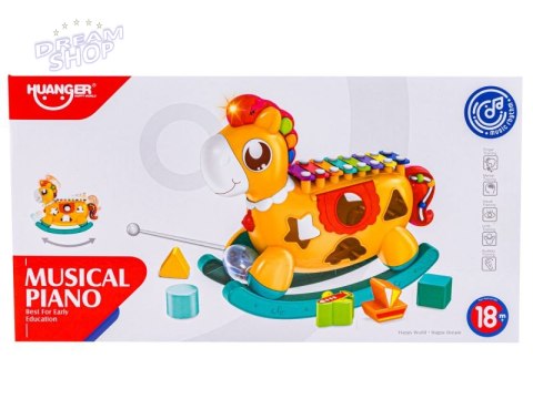 Edukacyjny Konik Na Biegunach Interaktywny Sorter, Cymbałki, Klocki, Melodie Edukacyjny Konik Na Biegunach Interaktywny Sorter, Cymbałki, Klocki, Melodie