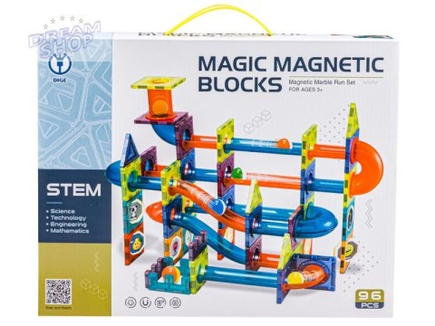Klocki Magnetyczne, Tor Kulkowy Dla Kulek 96 Elementów Kulodrom Klocki Magnetyczne, Tor Kulkowy Dla Kulek 96 Elementów Kulodrom