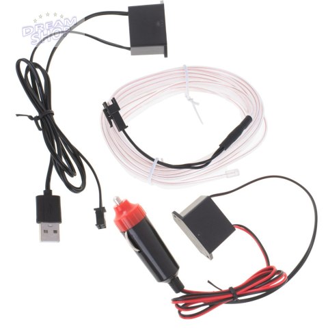 Oświetlenie ambientowe LED do samochodu / auta USB / 12V taśma 3m biała Oświetlenie ambientowe LED do samochodu / auta USB / 12V taśma 3m biała
