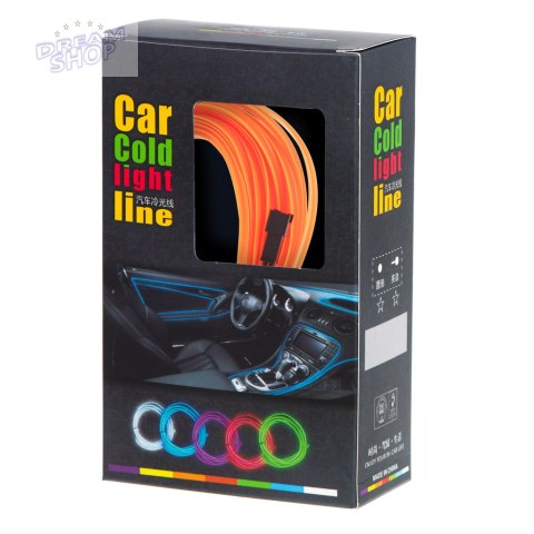 Oświetlenie ambientowe LED do samochodu / auta USB / 12V taśma 5m pomarańczowa