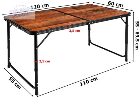 Stolik turystyczny TRIP kempingowy 120x60 cm loft Stolik turystyczny TRIP kempingowy 120x60 cm loft