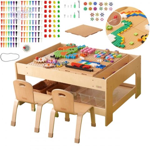 MASTERKIDZ Drewniany Stół Edukacyjny + AKCESORIA STEM WALL + 135 Klocków MASTERKIDZ Drewniany Stół Edukacyjny + AKCESORIA STEM WALL + 135 Klocków