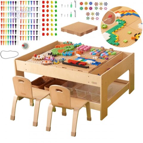 MASTERKIDZ Drewniany Stół Edukacyjny + AKCESORIA STEM WALL + 563 Klocków MASTERKIDZ Drewniany Stół Edukacyjny + AKCESORIA STEM WALL + 563 Klocków
