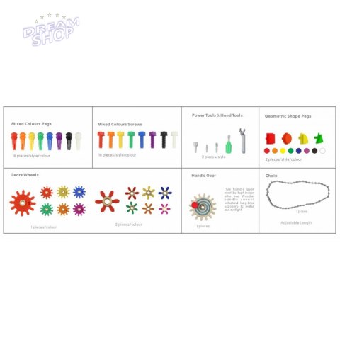 MASTERKIDZ Drewniany Stół Edukacyjny + AKCESORIA STEM WALL + 563 Klocków MASTERKIDZ Drewniany Stół Edukacyjny + AKCESORIA STEM WALL + 563 Klocków