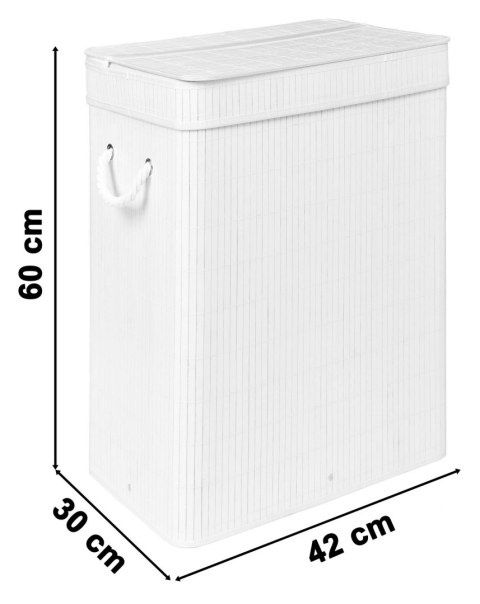 Kosz bambusowy na pranie SOREN 1 komora biały