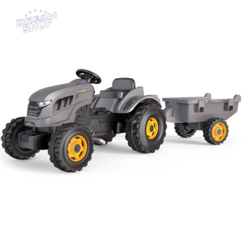 SMOBY Traktor XXL Szary na Pedały z Przyczepką