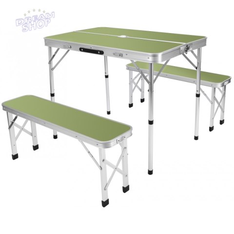 Stolik turystyczny składany 90x60x70 cm + 2 ławki 87x23x39 cm